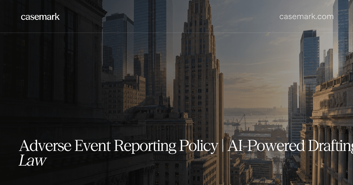 Adverse Event Reporting Policy | AI-Powered Drafting for FDA Law