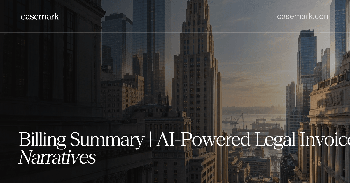 Billing Summary | AI-Powered Legal Invoice Narratives