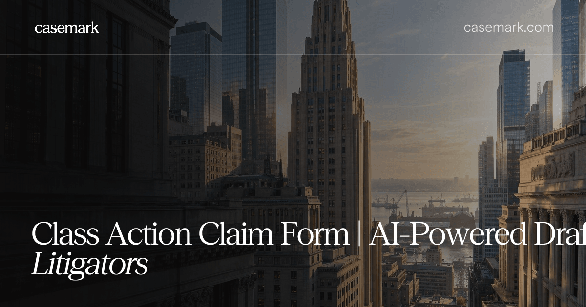 Class Action Claim Form | AI-Powered Drafting for Litigators
