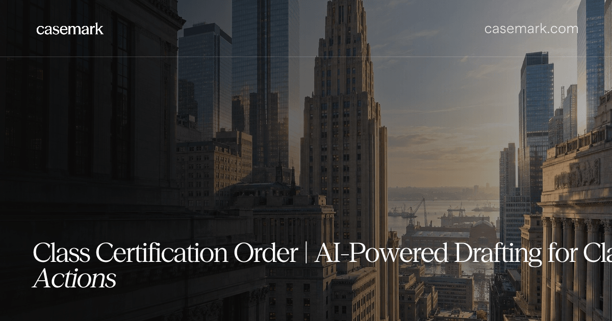 Class Certification Order | AI-Powered Drafting for Class Actions