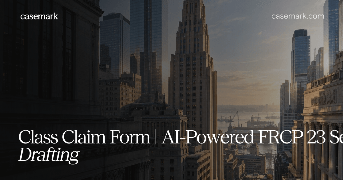 Class Claim Form | AI-Powered FRCP 23 Settlement Drafting