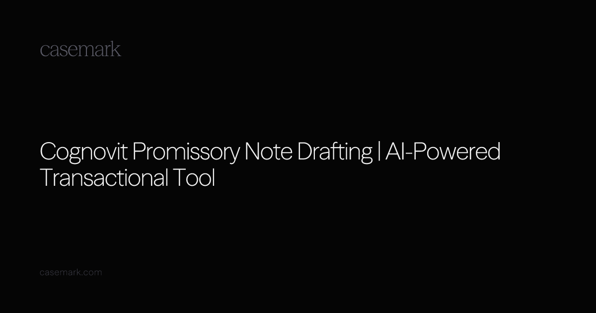 Cognovit Promissory Note Drafting | AI-Powered Transactional Tool