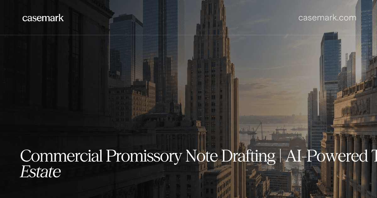 Commercial Promissory Note Drafting | AI-Powered Tool for Real Estate