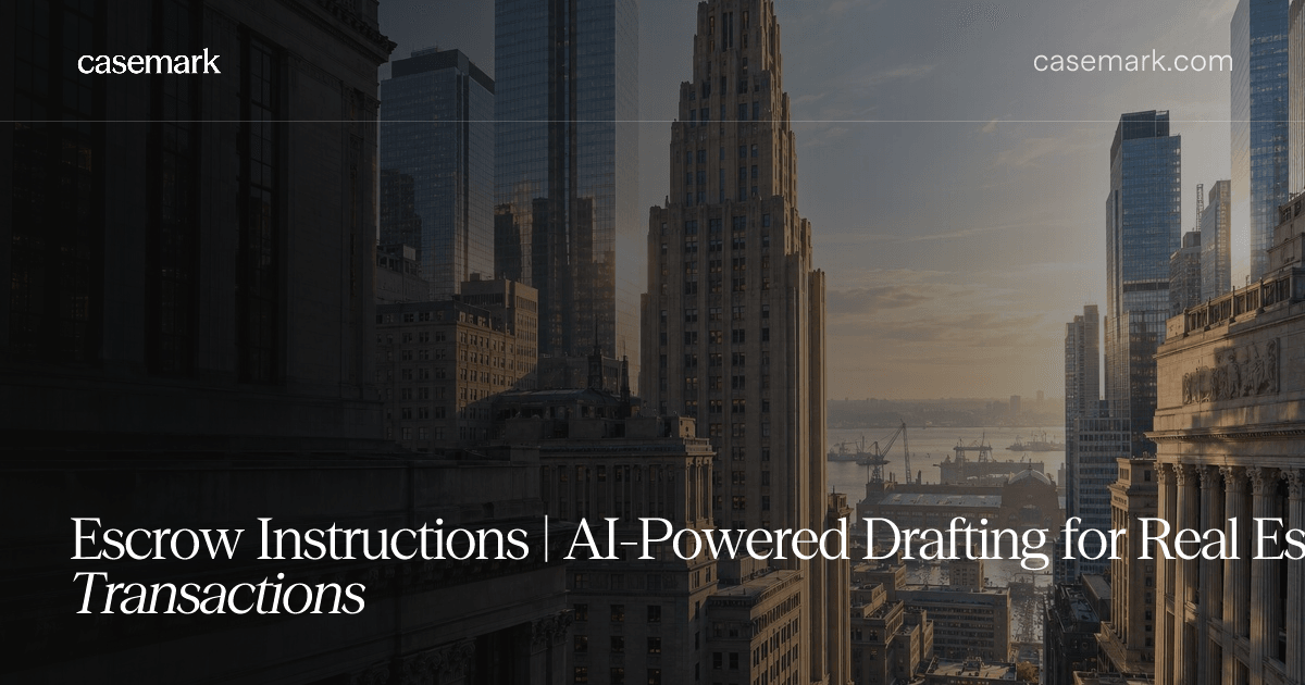 Escrow Instructions | AI-Powered Drafting for Real Estate Transactions