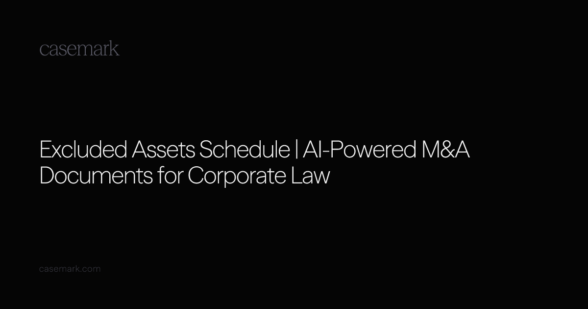 Excluded Assets Schedule | AI-Powered M&A Documents for Corporate Law