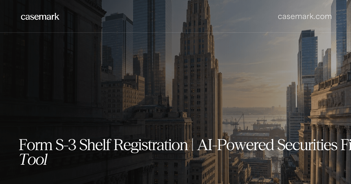 Form S-3 Shelf Registration | AI-Powered Securities Filing Tool