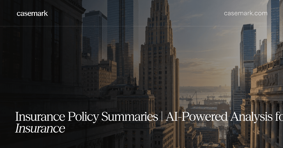 Insurance Policy Summaries | AI-Powered Analysis for Legal & Insurance