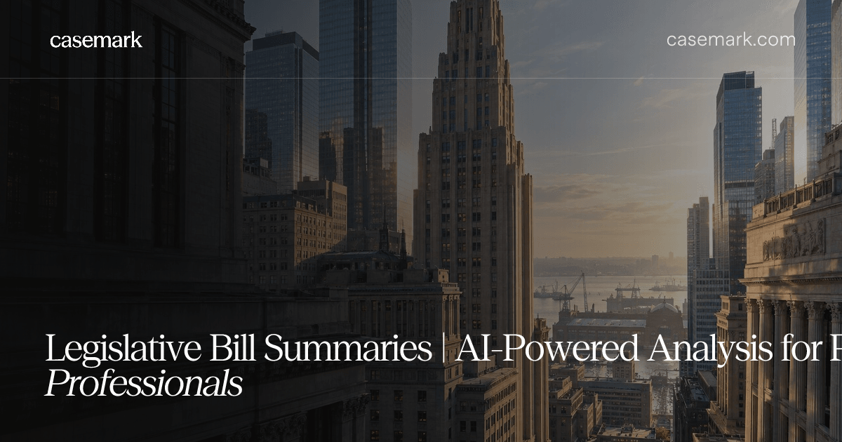 Legislative Bill Summaries | AI-Powered Analysis for Policy Professionals