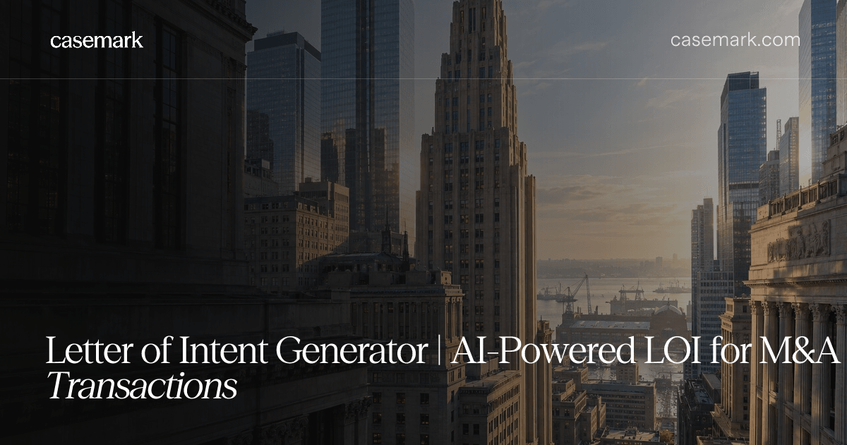 Letter of Intent Generator | AI-Powered LOI for M&A Transactions