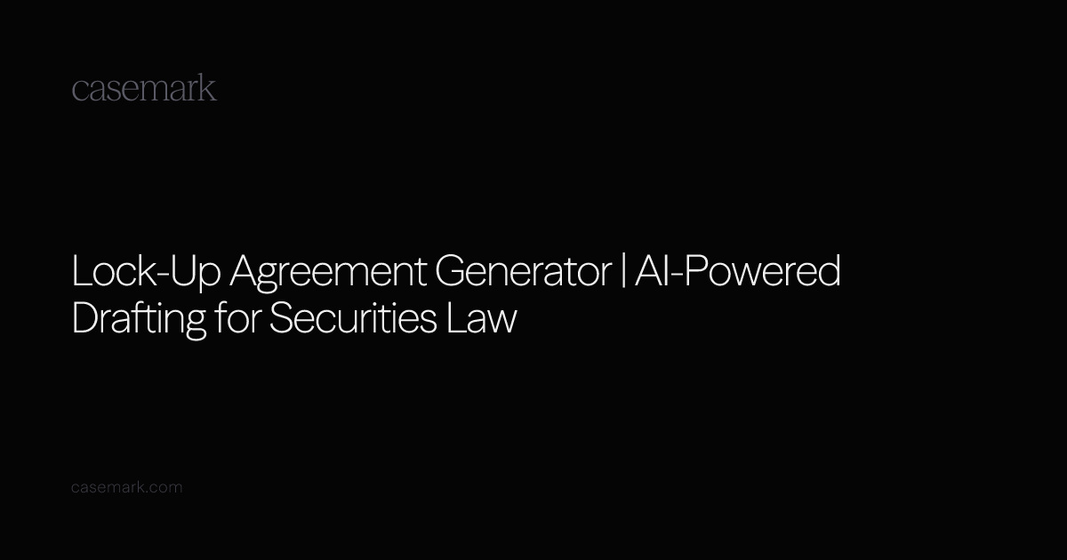 Lock-Up Agreement Generator | AI-Powered Drafting for Securities Law
