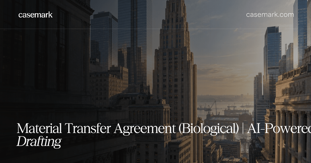 Material Transfer Agreement (Biological) | AI-Powered Legal Drafting