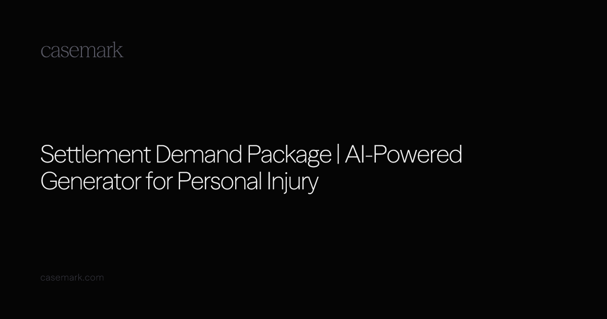 Settlement Demand Package AIPowered Generator for Personal Injury