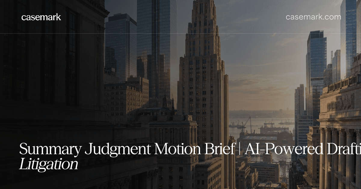 Summary Judgment Motion Brief | AI-Powered Drafting for Litigation