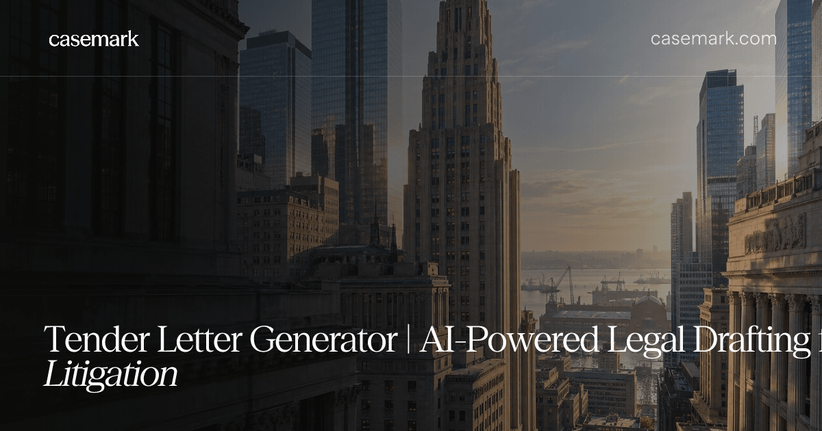 Tender Letter Generator | AI-Powered Legal Drafting for Litigation